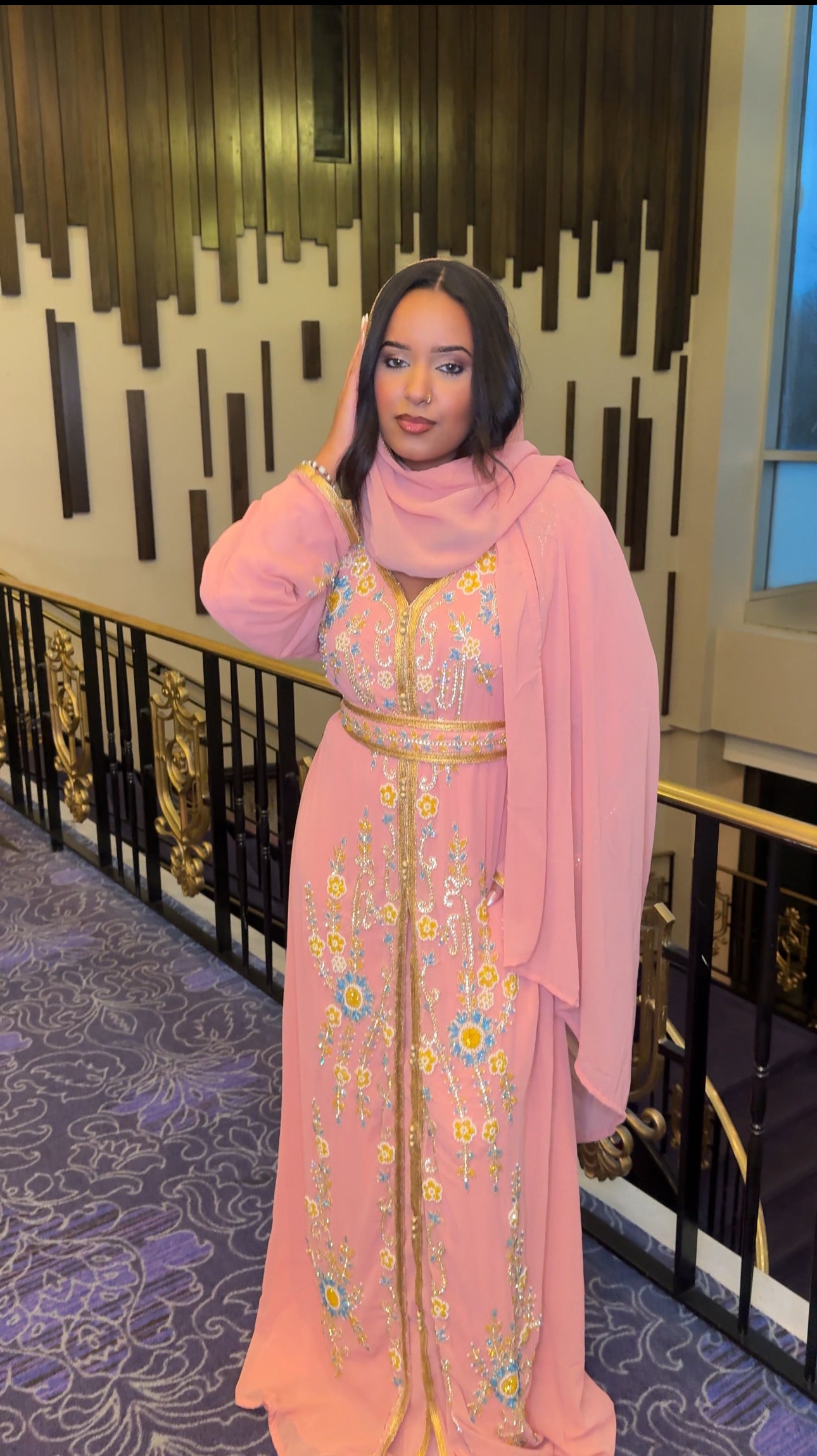 3 piece Pink Flower Kaftan