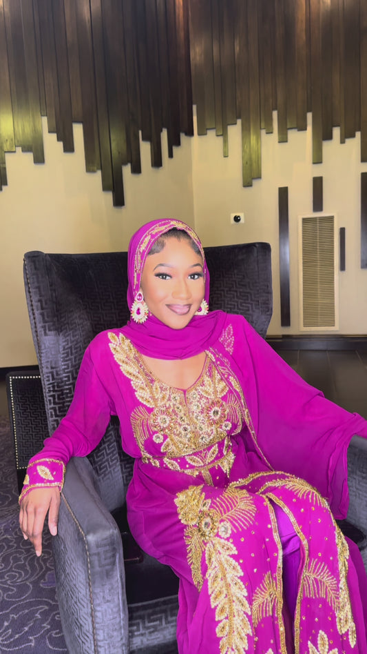 4 piece Kaftan Trouser Set- Royal Purple