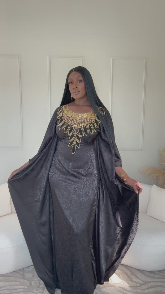 Stoned Luxury Silk Kaftan BLACK